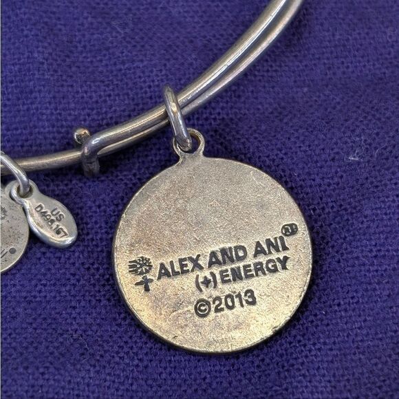 Alex and Ani Initial "K" Charm Bangle Bracelet - Rafaelian Silver - Picture 4 of 10